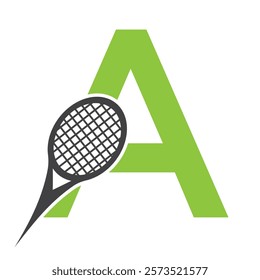 Letter A Tennis Logo. Paddle Symbol Vector Template