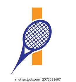 Letter I Tennis Logo. Paddle Symbol Vector Template