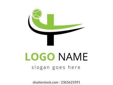 I Letter with Tennis Sports Logo Template Design. Tennis Sport Academy Sign, Club Symbol. business, and company identity