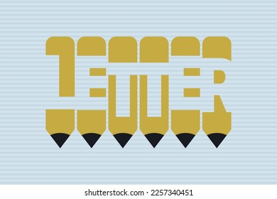 Letter text with Pen symbol creative ideas design, vector illustration graphic design. Letter typography negative space word in pencil vector illustration.