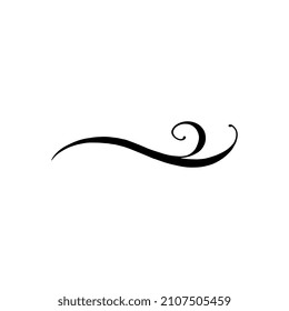 Letter Or Text Tail Handwritten Underline, Typography Line Design, Hand Drawn Vector Illustration Isolated On White Background. Underline Stroke Or Lettering Text Border.