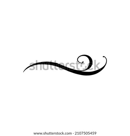 Letter or text tail handwritten underline, typography line design, hand drawn vector illustration isolated on white background. Underline stroke or lettering text border.