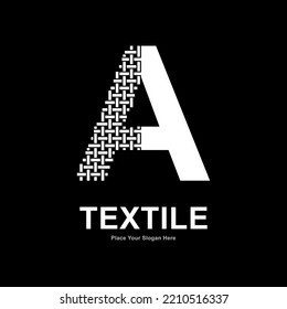 Letter A textile pattern and sewing logo vector design. Suitable for business, textile fabric, initial name, fashion, and knitting