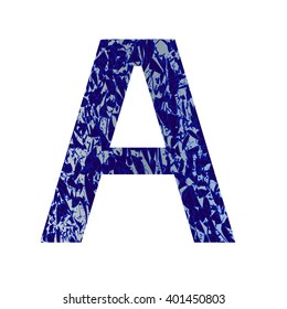  Letter A with  texture. Alphabet  letterhead. 
Letter A. Curly alphabet letter in blue colour. Vector illustration with isolated  letter A.