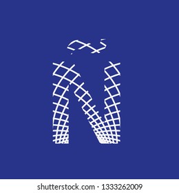 letter Ñ with texture of curved lines that form a lattice