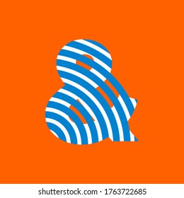 Letra y textura de las líneas curvadas en blanco y azul sobre fondo naranja para fiesta, vector modificable