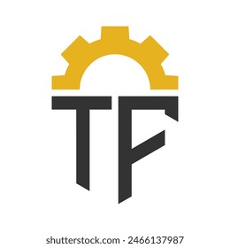 Letter TF Gear Logo Design for Service Center, Repair, Factory, Industrial, Digital and Mechanical Business