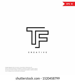 Logo-Design der Letter TF-Linie Alphabet Monochrome Monogramm-Emblem der Premium Line. Vektorillustration Grafikdesign-Template-Element. Grafisches Symbol für Unternehmensidentität. 