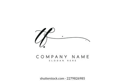 letter TF logo design handwriting signature style vector template