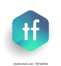 Letter TF logo in hexagon shape and colorful background, letter combination logo design for business and company identity.
