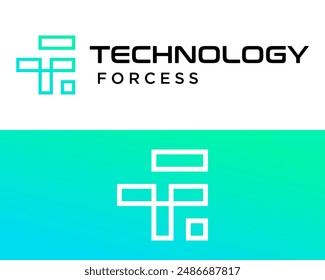 Letter TF monogram technology logo design.