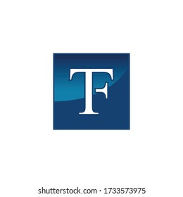 Letter TF-Logo-Design mit quadratischer Form, isoliert auf weißem Hintergrund
