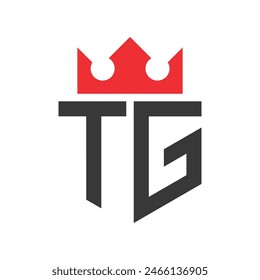Letter TG Crown Logo. Crown on Letter TG Logo Design Template