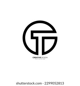 Letter TG or GT circle shape negative space logo. TG rounded logo. GT logo. TG monogram logo