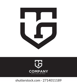 Letra TG ou GT e proteção blindagem combinação vetor arte logotipo