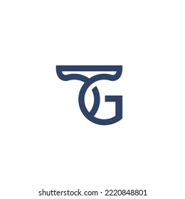 Letter TG or GT simple line modern logo design vector illustration