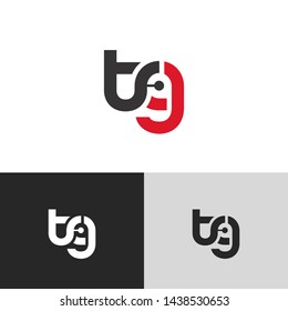 Letter tg linked lowercase logo design template elements. Red letter Isolated on black white grey background. Suitable for business, consulting group company.