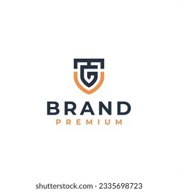letter tg shield logo design vector
