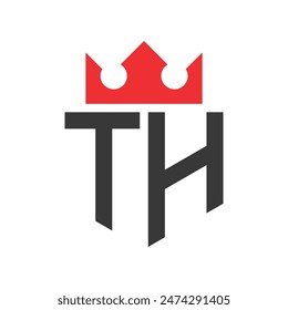 Buchstabe TH Crown Logo. Krone auf Buchstabe TH Logo Design Vorlage