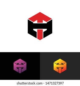 Letter TH hexagon simple logo icon design vector