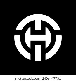 Letter TH or HT circle monogram logo