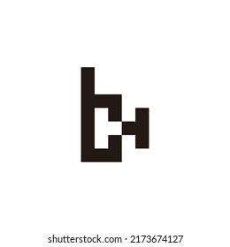 Letter tH Ht t H square, outline geometric symbol simple logo vector