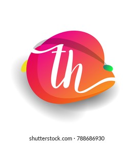 Letter TH logo with colorful splash background, letter combination logo design for creative industry, web, business and company.