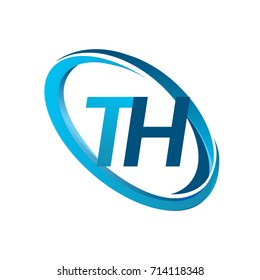 letter TH logotype design for company name colored blue swoosh. vector logo for business and company identity.