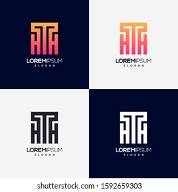 letter THH gradient color logo design