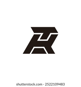 letter thk black simple geometric linked logo vector 