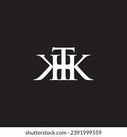 letter thk simple linked font logo vector 