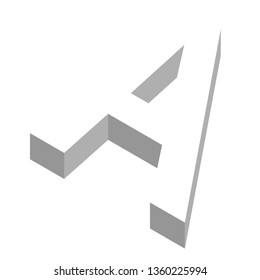 The letter A in three dimensional view