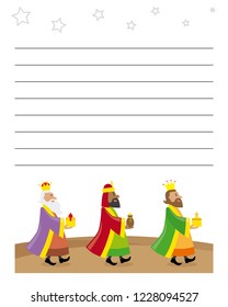 Letter to the three kings of orient. Space for text