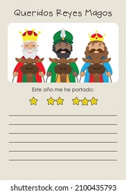Letter to the Three Wise Men from the East. Text in Spanish dear Three Wise Men
