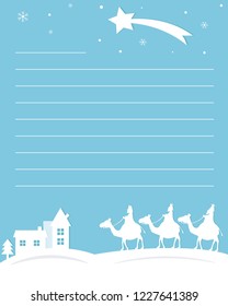 Letter to the three wise men. Kings with camels