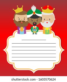 Letter to the three wise men. Space for text. 
