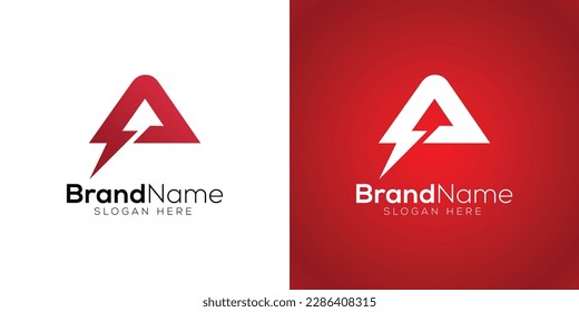 Letter A thunder logo design template