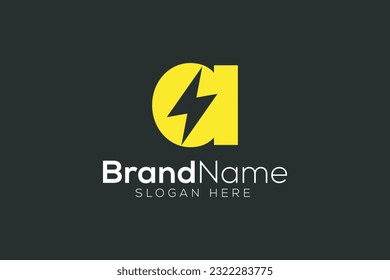 Letter a thunder logo design template