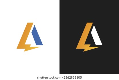 letter a thunder logo vector icon template