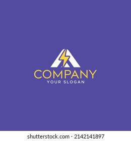 A letter Thunder Logo vector, A Letter Thunder Storm Power Energy Electricity Logo