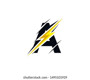 Letter A thunder power shape logo icon. Electrical Icon logo concept.