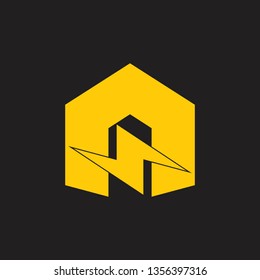 letter a thunder shape geometric logo vector