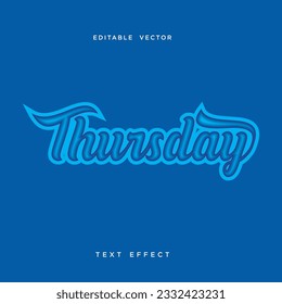 letter thursday text effect editable design vector