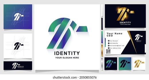 Letter TI or ai monogram logo template with business card design