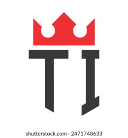 Letter TI Crown Logo. Crown on Letter TI Logo Design Template