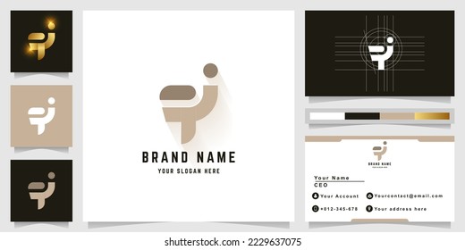 Letter Ti or Fi monogram logo with business card design