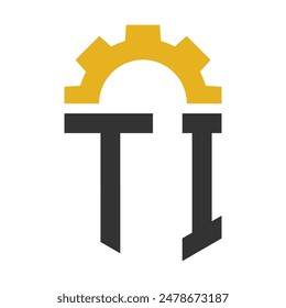 Letter TI Gear Logo Design for Service Center, Repair, Factory, Industrial, Digital and Mechanical Business