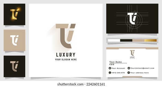 Letter Ti or Ji monogram logo with business card design