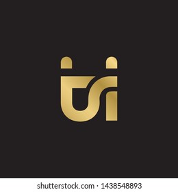 Letter ti linked lowercase logo design template elements. Gold letter Isolated on black  background. Suitable for business, consulting group company.