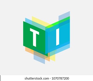 Letter TI logo with colorful geometric shape, letter combination logo design for creative industry, web, business and company.